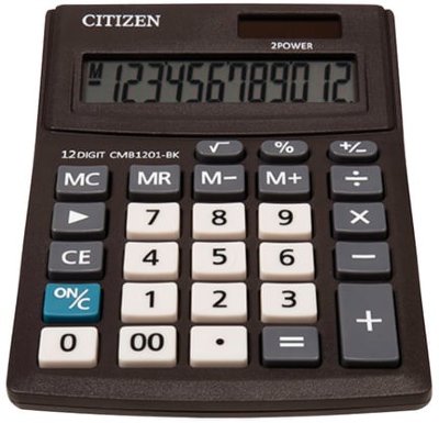 Калькулятор настольный CITIZEN BUSINESS LINE CMB1201BK, МАЛЫЙ (137х102 мм), 12 разрядов, двойное питание