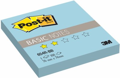 Блок самоклеящийся (стикер) POST-IT Basic, 76х76 мм, 100 л., голубой