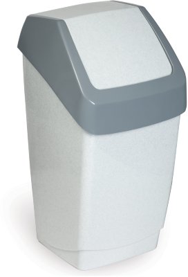 Ведро-контейнер 15 л, с крышкой (качающейся), для мусора, "Хапс", 46х26х25 см, серое, IDEA