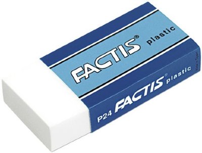 Резинка стирательная FACTIS Plastic P 24, 50х24х10 мм, мягкая, картонный держатель