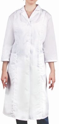 Халат медицинский женский белый, рукав 3/4, тиси, размер 48-50, рост 158-164, плотность ткани 120 г/м2, 610747