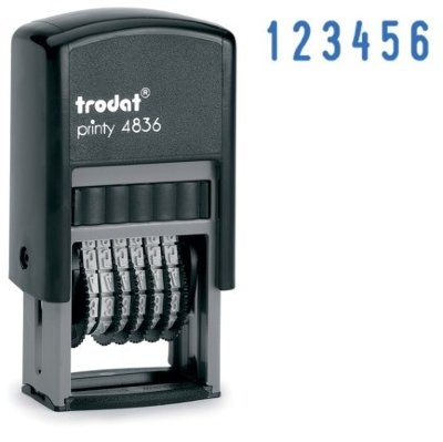 Нумератор 6-разрядный, оттиск 15х3,8 мм, синий, TRODAT 4836, корпус черный