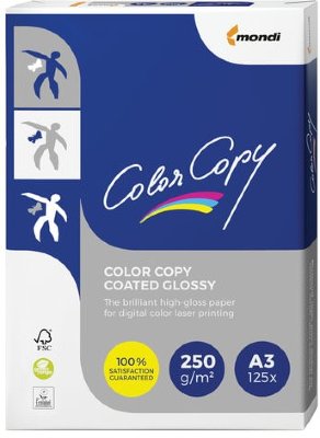 Бумага COLOR COPY GLOSSY, мелованная глянцевая, А3, 250 г/м2, 125 л., для полноцветной лазерной печати, А++, 139% (CIE)