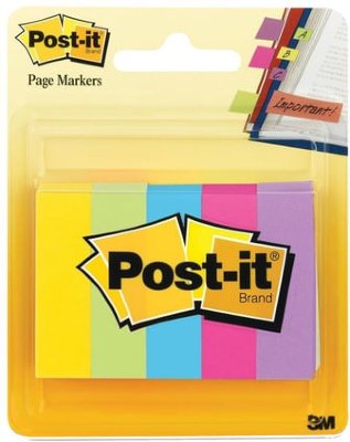 Закладки клейкие POST-IT Professional, бумажные, 12,7 мм, 5 цветов х 100 шт.