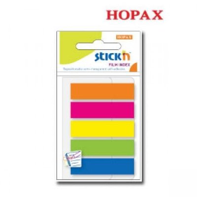 Hopax Закладки с липким краем 5 цв. (45*12мм) 5*25л. НЕОН, пластиковые -21050