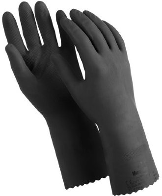 Перчатки латексные MANIPULA "КЩС-1", двухслойные, размер 10 (XL), черные, L-U-03