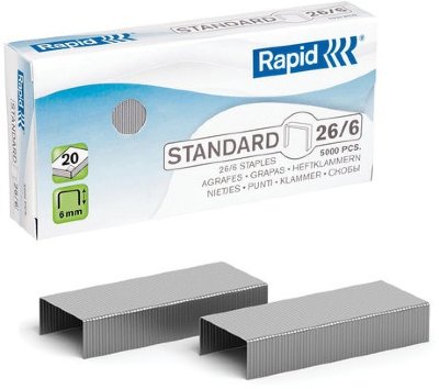 Скобы для степлера RAPID "Standard", №24/6, 1000 штук, в картонной коробке, до 20 листов
