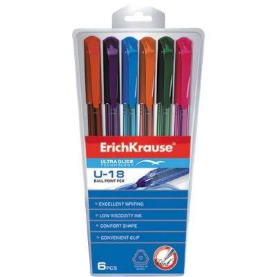 Erich Krause Набор ручек шар. ЕК U-18 6 цв. (синий, фиолетовый, красный, оранжевый, зелёный, розовый) 32540