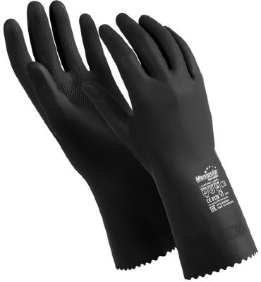 Перчатки латексные MANIPULA "КЩС-2", ультратонкие, размер 7-7,5 (S), черные, L-U-032
