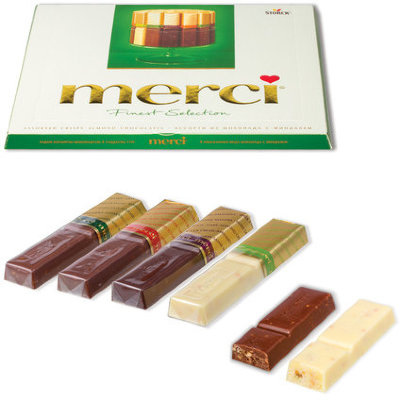 Конфеты шоколадные MERCI (Мерси), ассорти из шоколада с миндалем, 250 г, картонная коробка, 014457-20