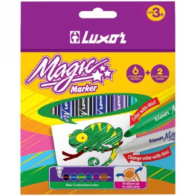 Luxor Фломастеры Magic 6цв+2 "Luxor Magic", меняющие цвет 6104/Box 8