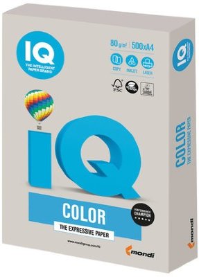 Бумага IQ color, А4, 80 г/м2, 500 л., умеренно-интенсив, серая, GR21