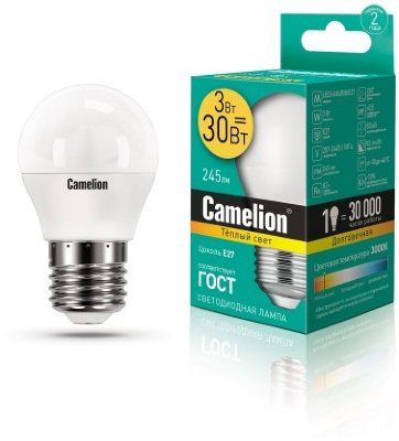Светодиодная лампа Camelion LED3-G45/830/E27 ***МСК