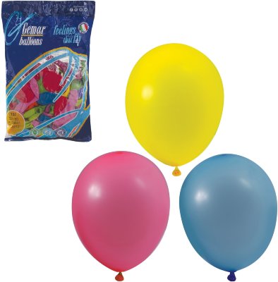 Шары воздушные 10" (25 см), комплект 100 шт., 12 пастельных цветов, в пакете