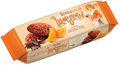 Печенье овсяное ШТУЧКИ с кусочками шоколада и апельсиновыми цукатами, сдобное, 160 г, 60261152