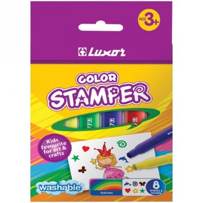 Luxor Фломастеры 8цв "Color Stamper", штампы 6130/Box 8