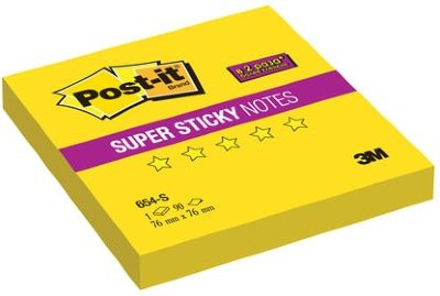 Блок самоклеящийся (стикер) POST-IT Super Sticky, 76х76 мм, 90 л., неоновый желтый
