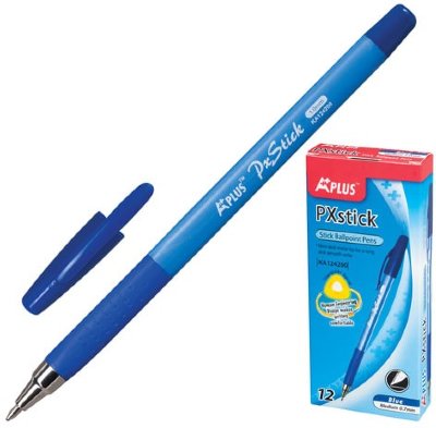 Ручка шариковая с грипом BEIFA (Бэйфа) "A Plus", СИНЯЯ, корпус синий, узел 1 мм, линия письма 0,7 мм