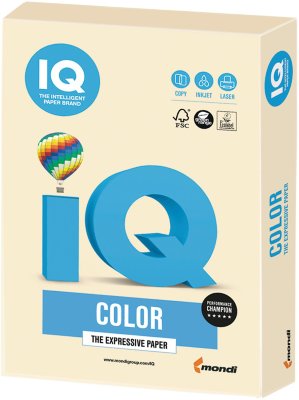 Бумага IQ color, А4, 160 г/м2, 250 л., пастель, кремовая, CR20