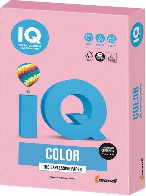 Бумага IQ color, А4, 160 г/м2, 250 л., пастель, розовый фламинго, OPI74