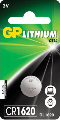 Батарейка GP Lithium, CR1620, литиевая, 1 шт., в блистере