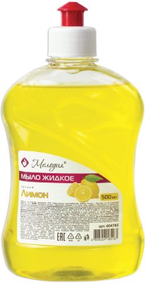 Мыло жидкое 500 мл, МЕЛОДИЯ "Лимон", пуш-пул