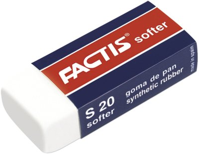 Резинка стирательная FACTIS Softer S 20, 56х24х14 мм, картонный держатель, синтетический каучук