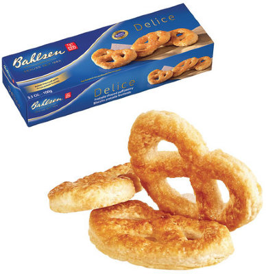 Печенье-крендельки BAHLSEN (Бальзен) "Delice" слоеное, 100 г, картонная упаковка, Германия, 4385
