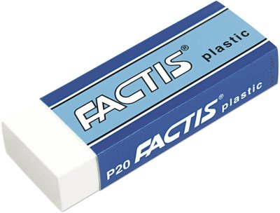 Резинка стирательная FACTIS Plastic P 20, 61х22х11 мм, мягкая, картонный держатель