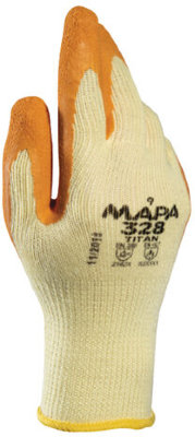 Перчатки текстильные MAPA Enduro/Titan 328, покрытие из натурального латекса (облив), размер 8 (M), оранжевые/желтые