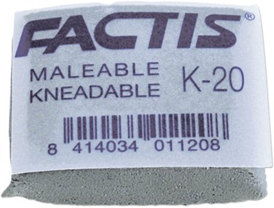 Ластик-клячка FACTIS K 20, 37х29х10 мм, супермягкий, натуральный каучук, серый